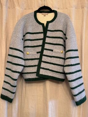 J.Crew Striped Lady Jacket Cardigan in Boiled Wool Blend - Size S - FA24